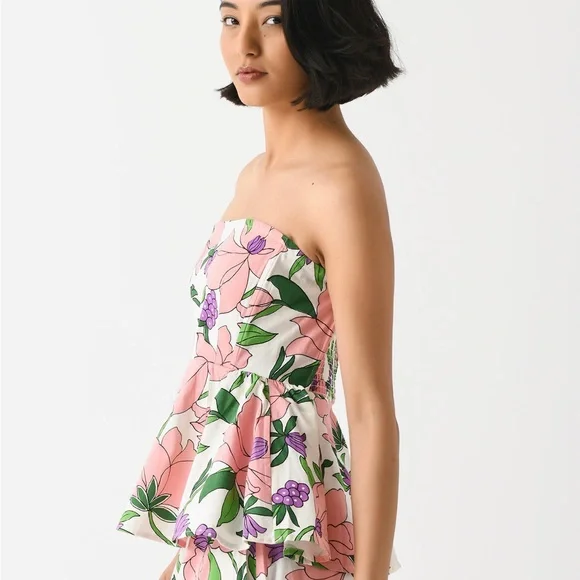 NWT Banjanan Anthropologie Women's Strapless Top Floral Spring Medium Sweetheart - Picture 3 of 10
